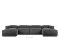 Großes U-förmiges Ecksofa modular Kordstoff grau