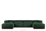 Großes U-förmiges Ecksofa modularer Kordstoff dunkelgrün