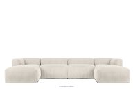 Großes U-förmiges Ecksofa modular Kordstoff creme