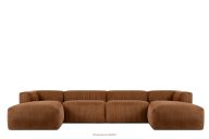 Großes U-förmiges Ecksofa modular Kordstoff rot