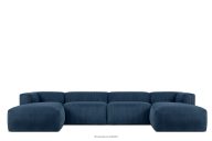 Großes U-förmiges Ecksofa modular Kordstoff navy blau