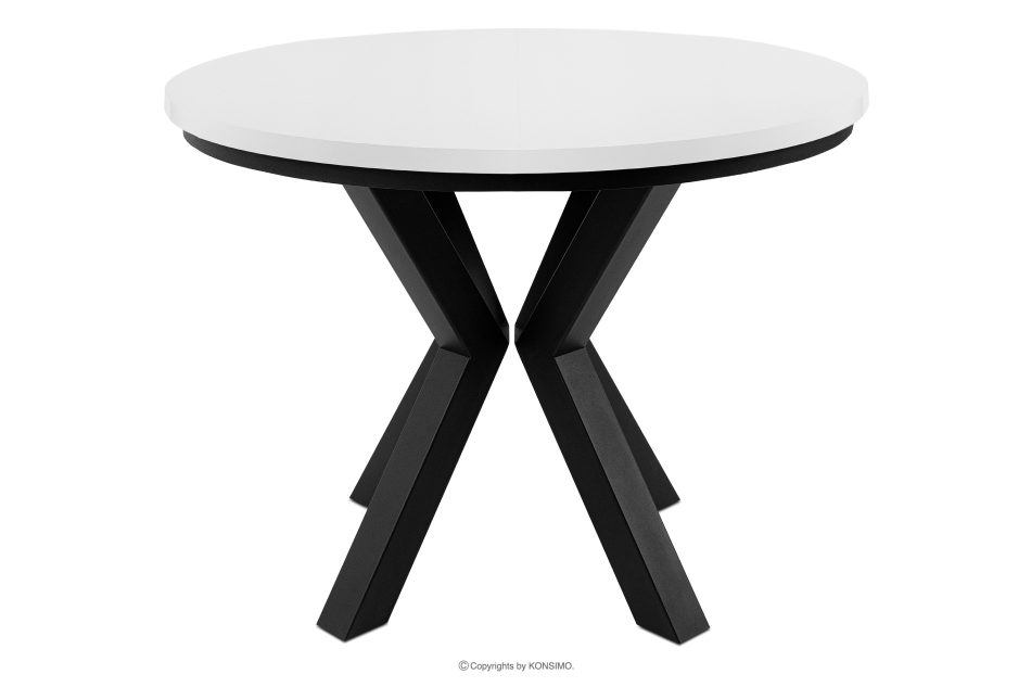 ROSTEL Runder Esstisch aus Eicheholz-Kunsthandwerk, ausziehbar (Ø 100-140 cm) weiß - Foto 0