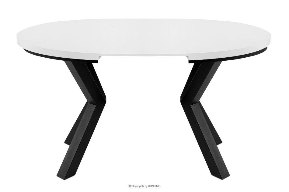 ROSTEL Runder Esstisch aus Eicheholz-Kunsthandwerk, ausziehbar (Ø 100-140 cm) weiß - Foto 2