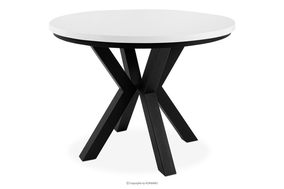ROSTEL Runder Esstisch aus Eicheholz-Kunsthandwerk, ausziehbar (Ø 100-140 cm) weiß - Foto 4