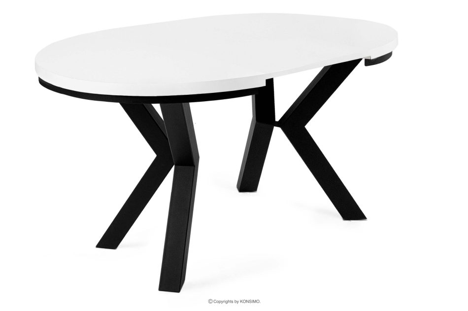 ROSTEL Runder Esstisch aus Eicheholz-Kunsthandwerk, ausziehbar (Ø 100-140 cm) weiß - Foto 5