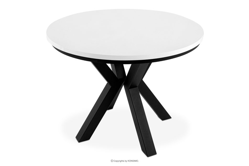 ROSTEL Runder Esstisch aus Eicheholz-Kunsthandwerk, ausziehbar (Ø 100-140 cm) weiß - Foto 6