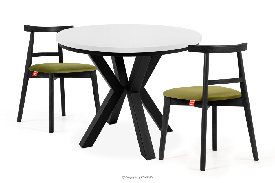 ROSTEL Runder Esstisch aus Eicheholz-Kunsthandwerk, ausziehbar (Ø 100-140 cm) weiß - Foto 15