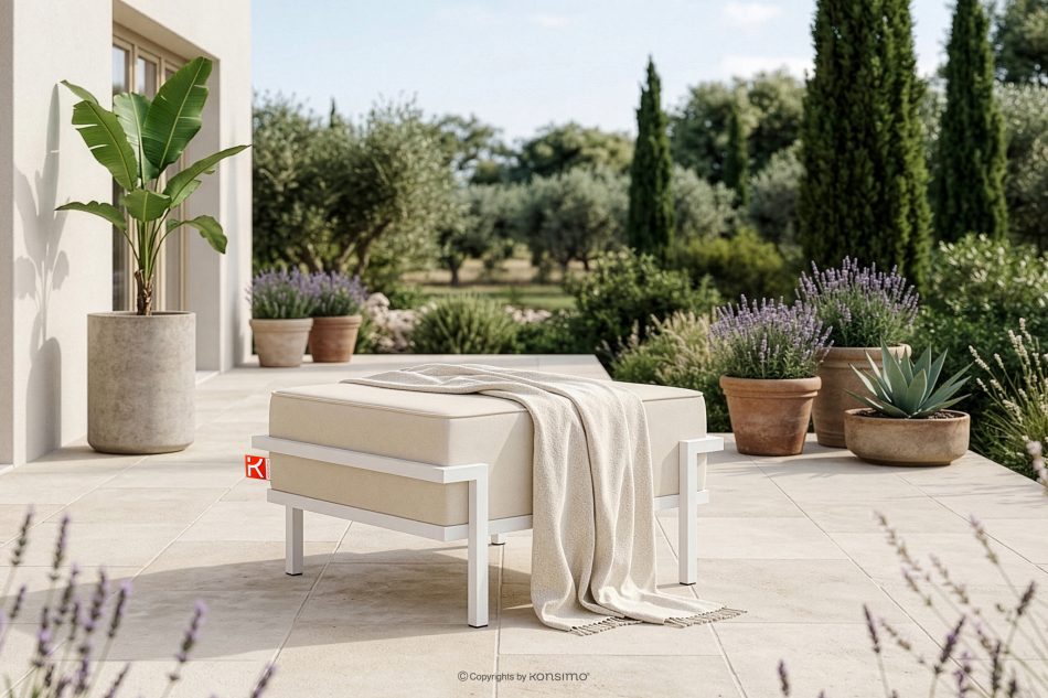 TRIGLO Sitzhocker mit Metallbeinen weiß/cremefarben weiß/cremig - Foto 7