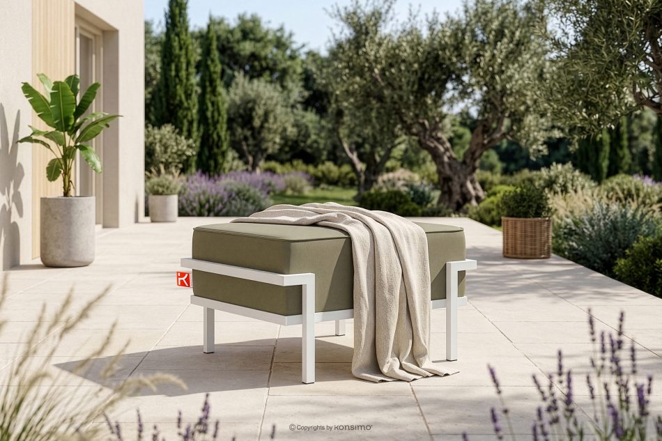 TRIGLO Garten-Sitzhocker mit Metallbeinen weiß/beige weiß/beige - Foto 7