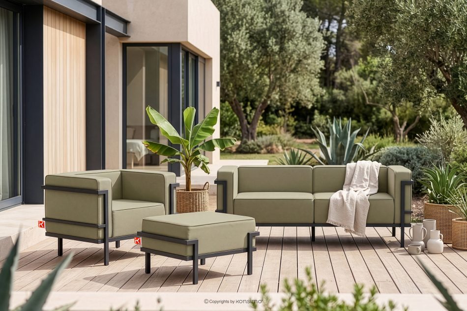 TRIGLO Moderner Gartensessel mit Metallbeinen dunkelgrau/beige dunkelgrau/beige - Foto 10