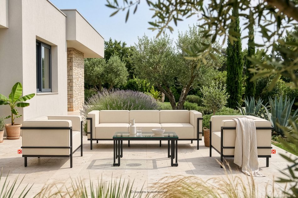 TRIGLO Moderner Gartensessel mit Metallbeinen dunkelgrau/cremeweiß dunkelgrau/cremeweiß - Foto 10