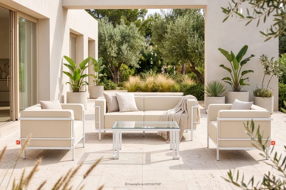 TRIGLO Moderner Gartensessel mit Metallbeinen weiß/cremeweiß weiß/cremig - Foto 8