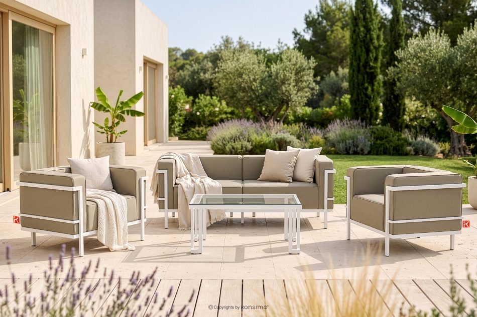 TRIGLO Moderner Gartensessel mit Metallbeinen weiß/beige weiß/beige - Foto 11