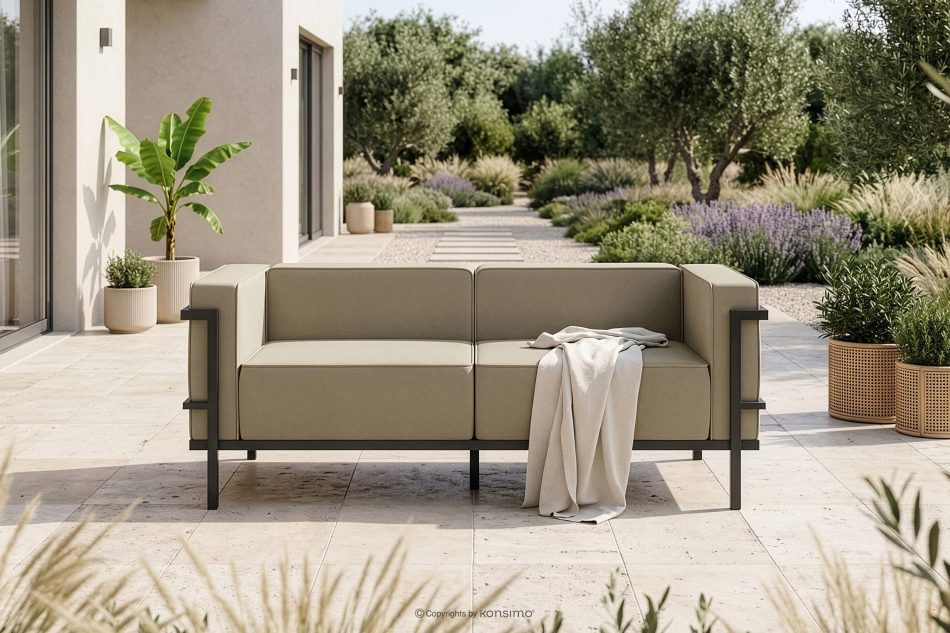 TRIGLO Modernes Gartensofa auf Metallfüßen dunkelgrau/beige dunkelgrau/beige - Foto 1