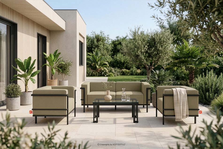 TRIGLO Modernes Gartensofa auf Metallfüßen dunkelgrau/beige dunkelgrau/beige - Foto 11