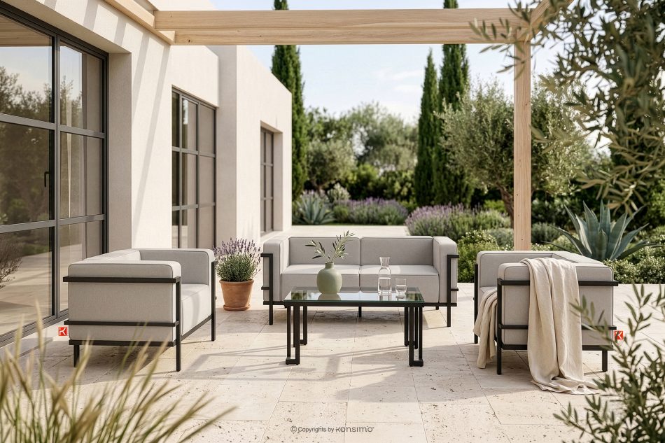 TRIGLO Modernes Gartensofa mit Metallbeinen dunkelgrau/hellgrau dunkelgrau/hellgrau - Foto 11