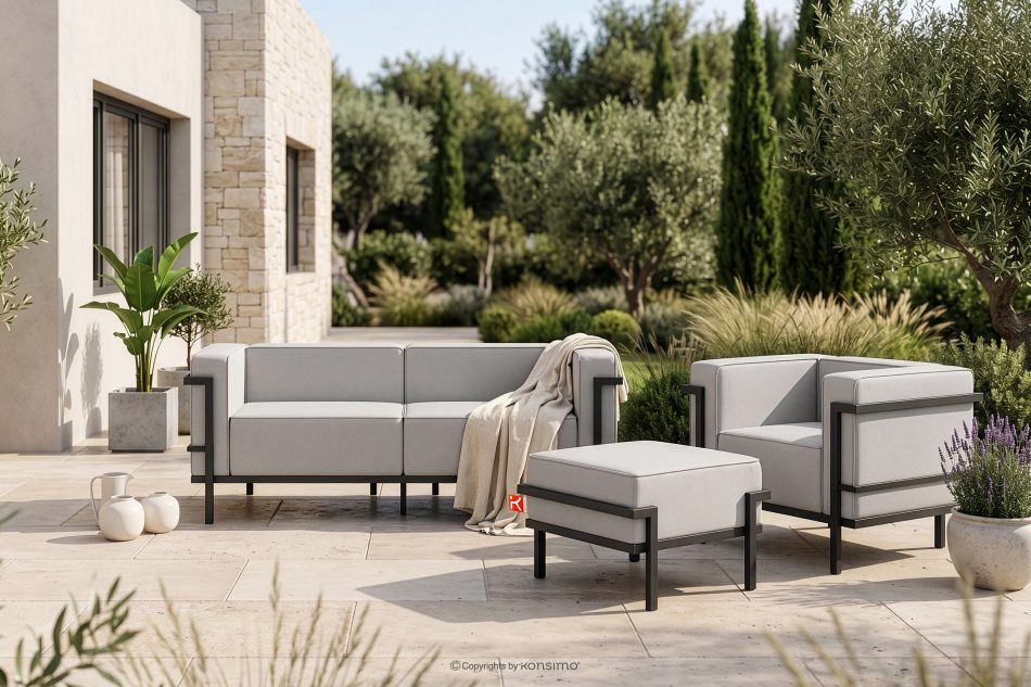 TRIGLO Modernes Gartensofa mit Metallbeinen dunkelgrau/hellgrau dunkelgrau/hellgrau - Foto 9