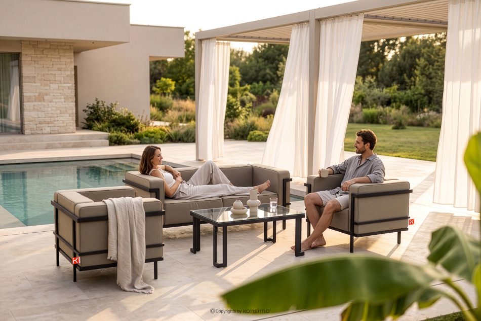 TRIGLO Modernes Gartensofa mit Metallbeinen dunkelgrau/hellgrau dunkelgrau/hellgrau - Foto 10