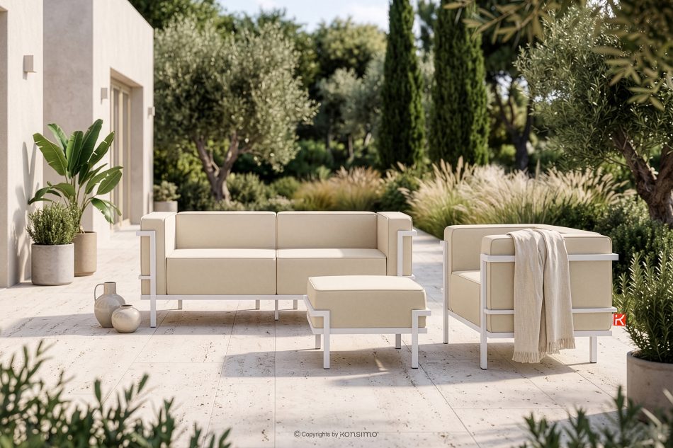 TRIGLO Modernes Gartensofa auf Metallfüßen weiß/cremeweiß weiß/cremig - Foto 11