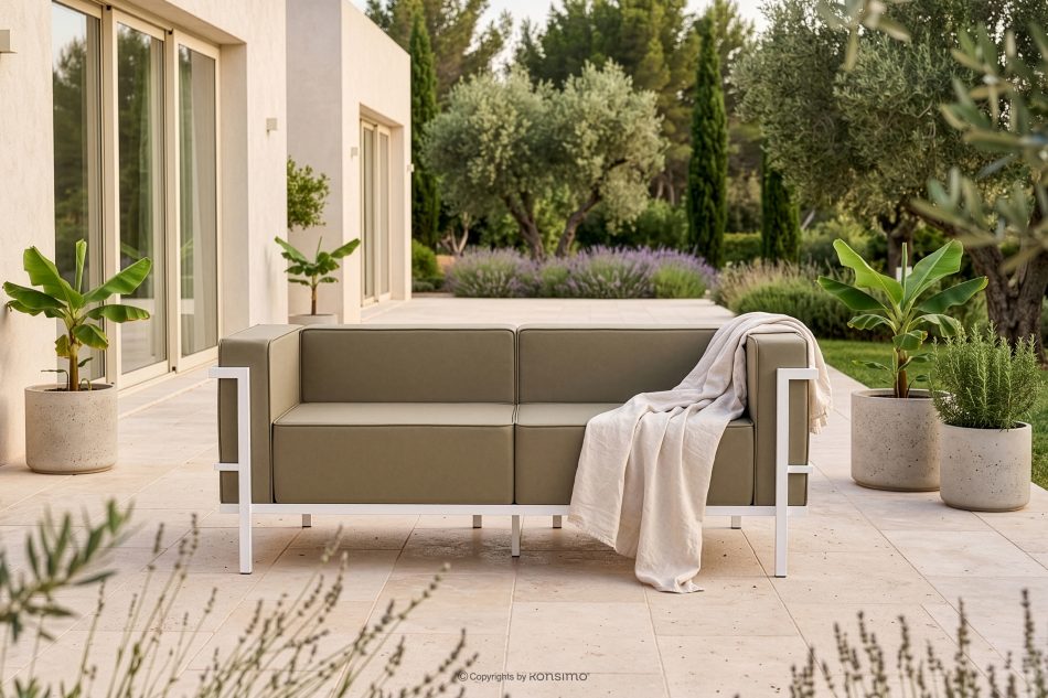 TRIGLO Modernes Gartensofa auf Metallfüßen weiß/beige weiß/beige - Foto 1