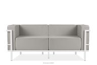 Modernes Gartensofa auf Metallfüßen weiß/hellgrau