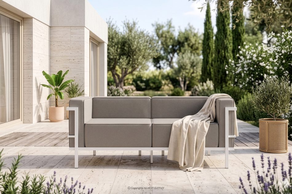 TRIGLO Modernes Gartensofa auf Metallfüßen weiß/hellgrau weiß/hellgrau - Foto 1