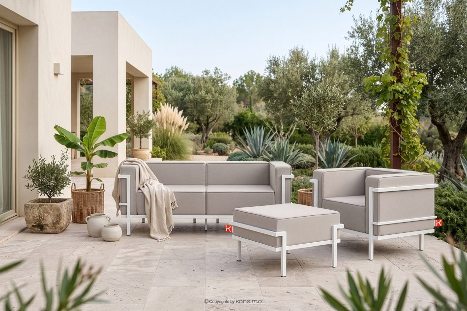 TRIGLO Modernes Gartensofa auf Metallfüßen weiß/hellgrau weiß/hellgrau - Foto 9
