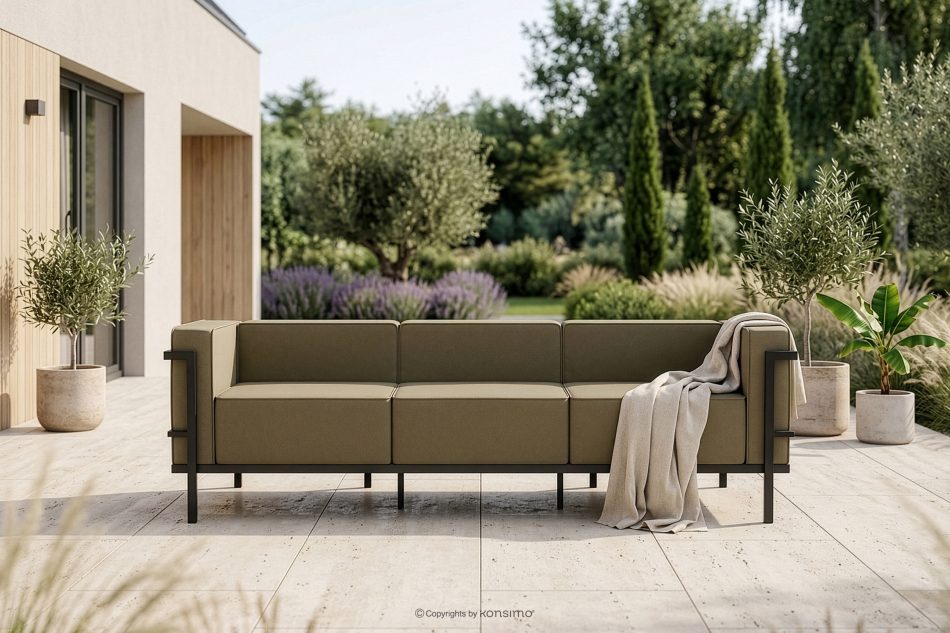 TRIGLO Modernes Gartensofa auf Metallfüßen dunkelgrau/beige dunkelgrau/beige - Foto 1