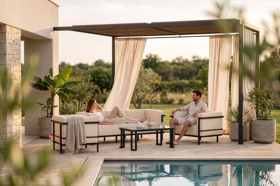 TRIGLO Modernes Gartensofa auf Metallfüßen dunkelgrau/beige dunkelgrau/beige - Foto 10