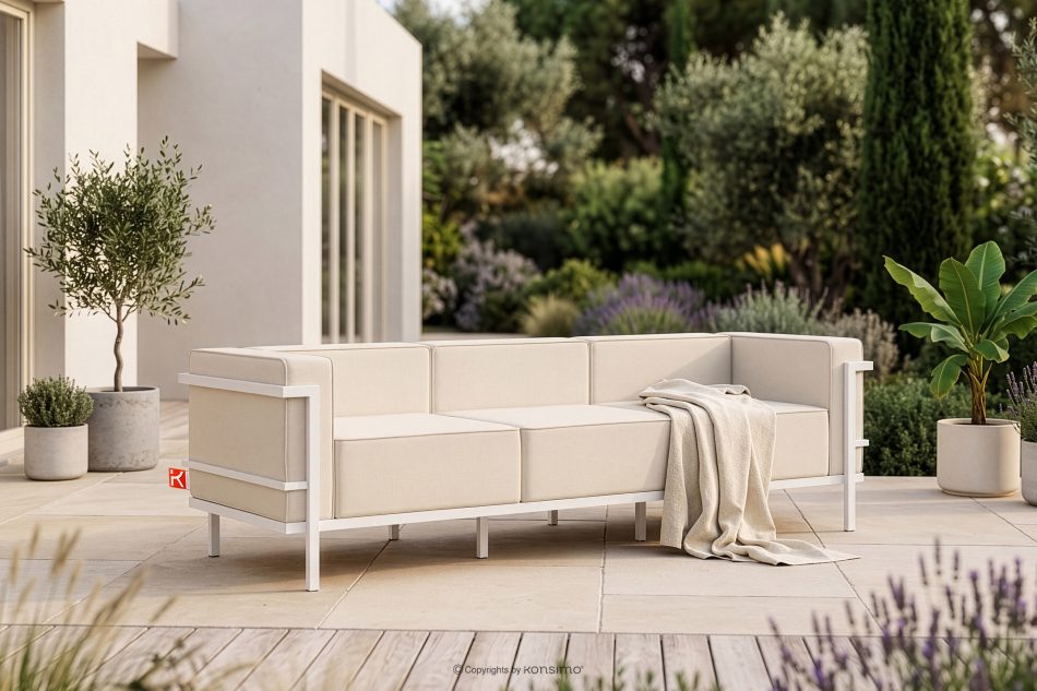 TRIGLO Modernes Gartensofa auf Metallfüßen weiß/cremeweiß weiß/cremig - Foto 1