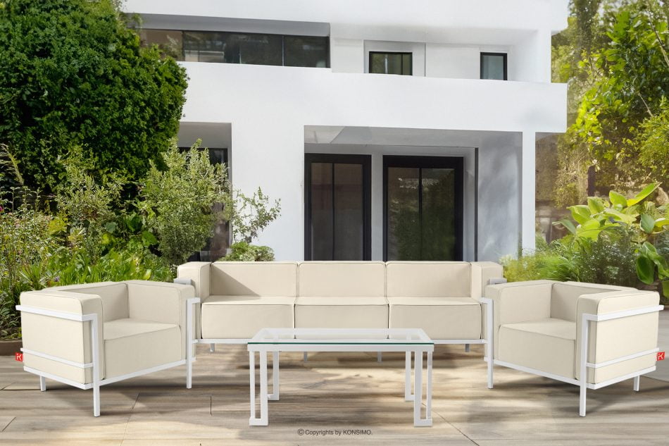 TRIGLO Modernes Gartensofa auf Metallfüßen weiß/cremeweiß weiß/cremig - Foto 8