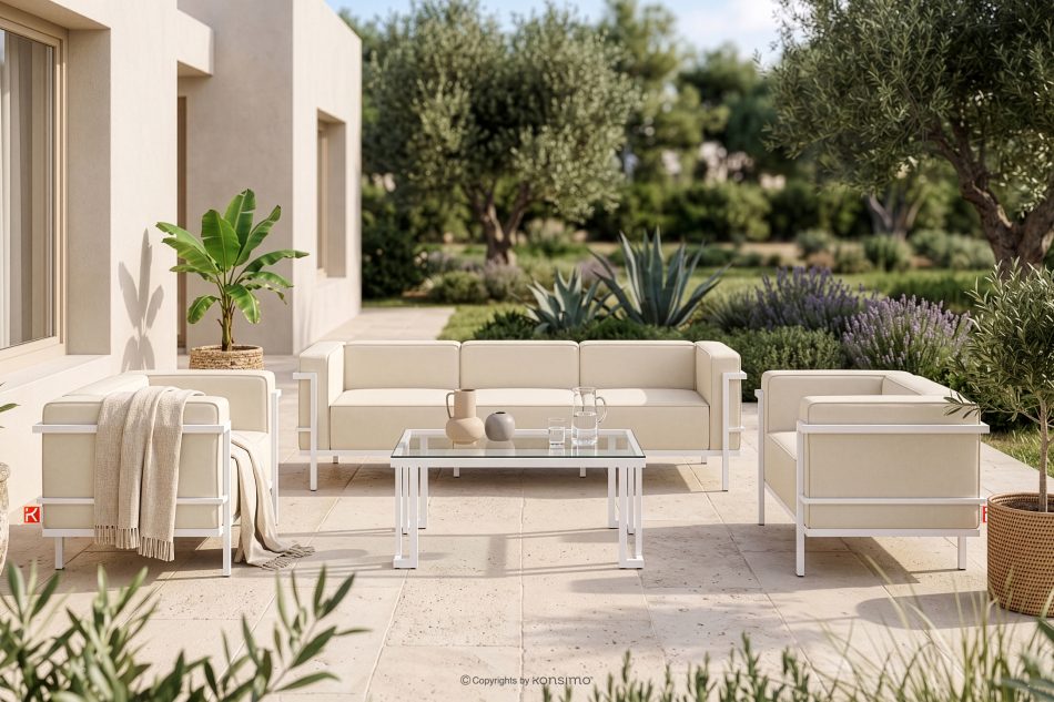 TRIGLO Modernes Gartensofa auf Metallfüßen weiß/cremeweiß weiß/cremig - Foto 10