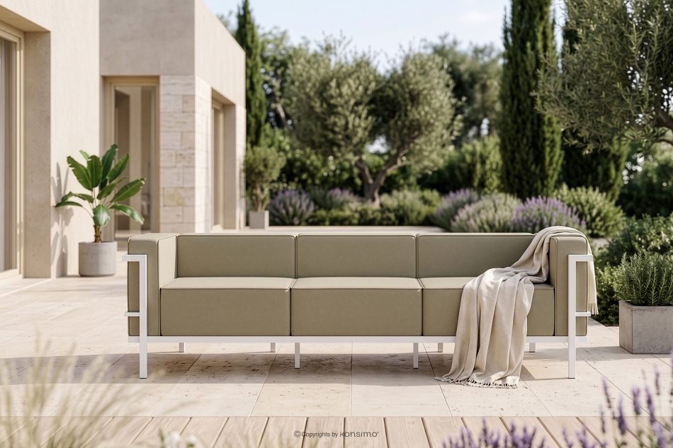 TRIGLO Modernes Gartensofa auf Metallbeinen weiß/beige weiß/beige - Foto 1