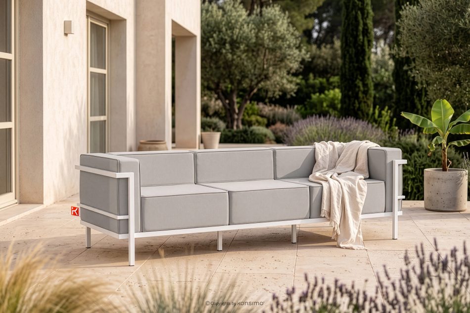 TRIGLO Modernes Gartensofa auf Metallfüßen weiß/hellgrau weiß/hellgrau - Foto 1