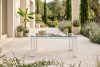 TRIGLO Gartentisch mit Glasplatte weiß weiß - Foto 2