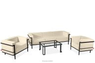 Modernes Gartenmöbelset dunkelgrau/creme (Sitzplätze jeweils 1,1,3,1)