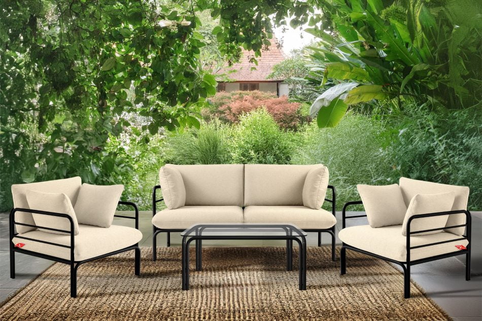 RAMBE Loft-Gartensofa auf Metallfüßen anthrazit/cremeweiß anthrazit/cremeweiß - Foto 9