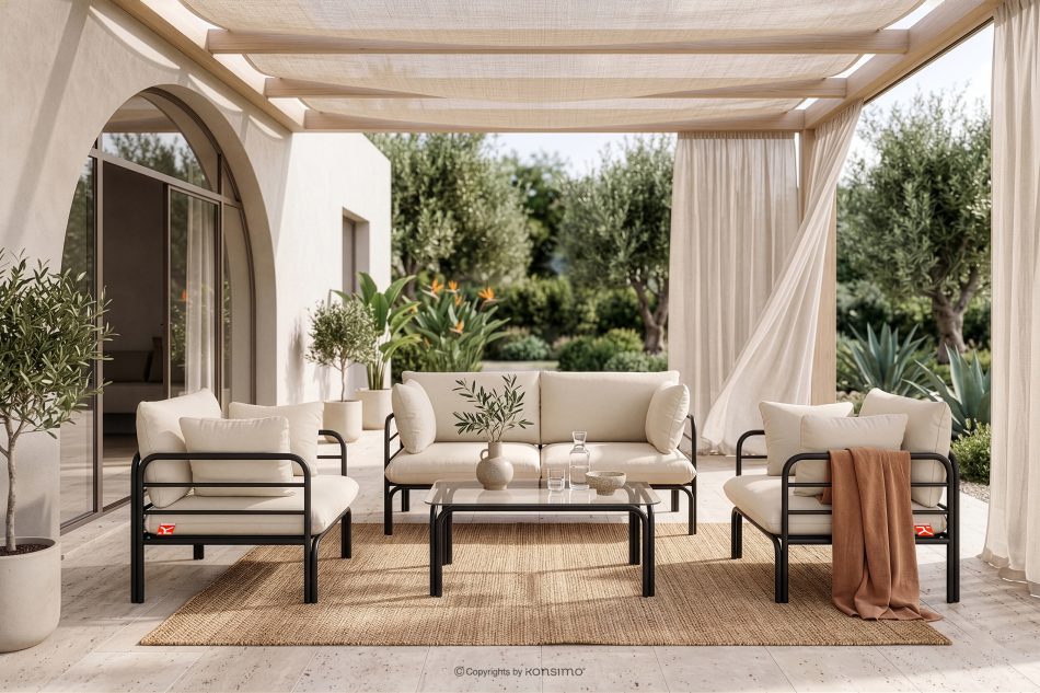 RAMBE Loft-Gartensofa auf Metallfüßen anthrazit/cremeweiß anthrazit/cremeweiß - Foto 10