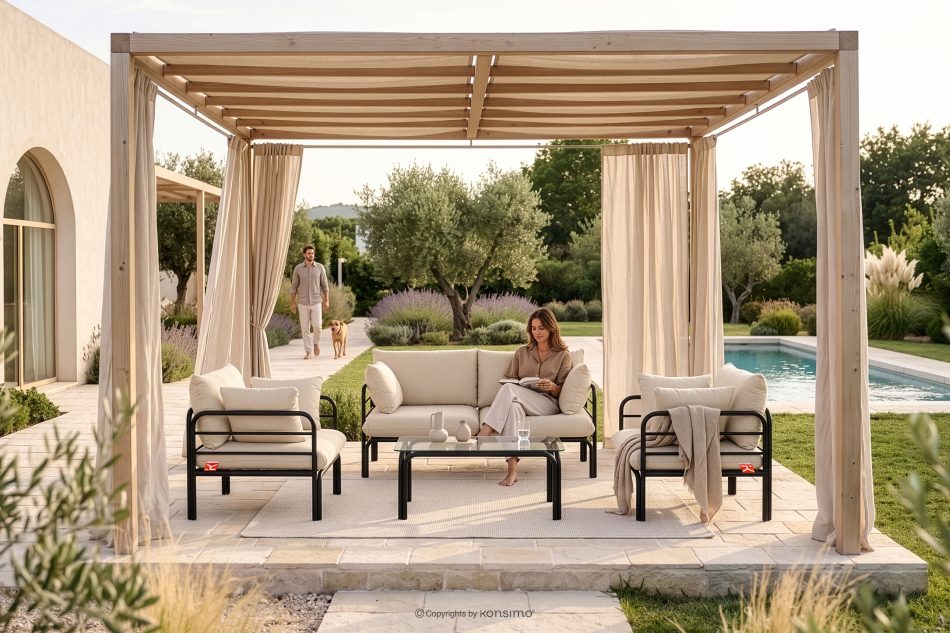 RAMBE Loft-Gartensofa auf Metallfüßen anthrazit/cremeweiß anthrazit/cremeweiß - Foto 12