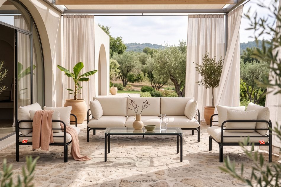 RAMBE Loft-Gartensofa auf Metallfüßen anthrazit/cremeweiß anthrazit/cremeweiß - Foto 11