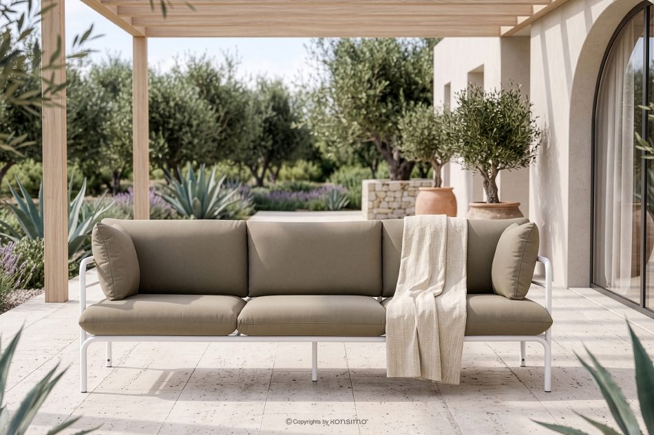 RAMBE Loft-Gartensofa auf Metallfüßen weiß/beige weiß/beige - Foto 1