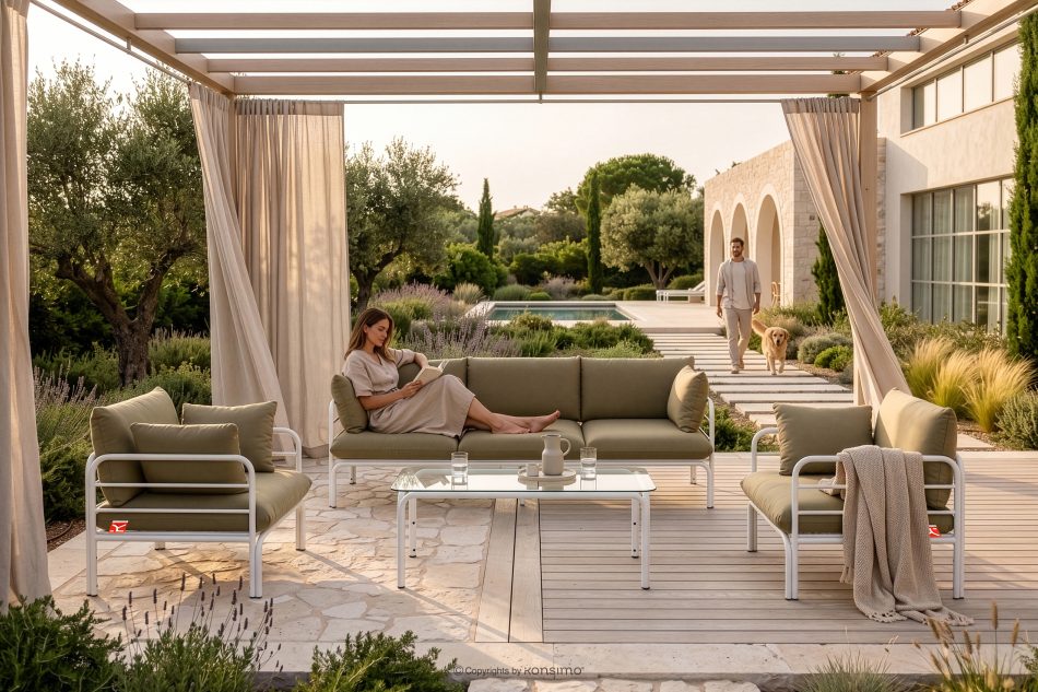 RAMBE Loft-Gartensofa auf Metallfüßen weiß/beige weiß/beige - Foto 11
