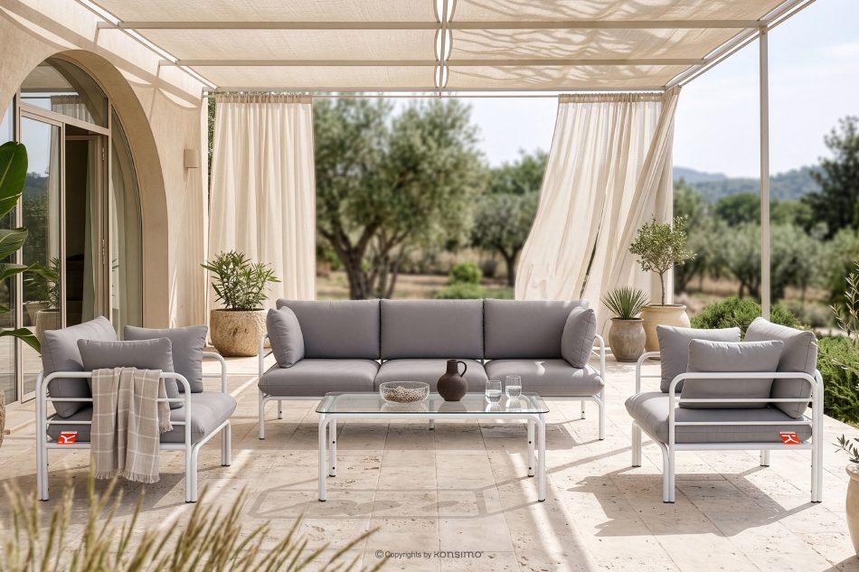RAMBE Loft-Gartensofa auf Metallfüßen weiß/hellgrau weiß/hellgrau - Foto 11