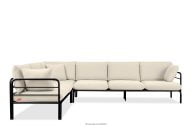 Großes Loft-Gartenecksofa auf Metallfüßen anthrazit-/cremefarben