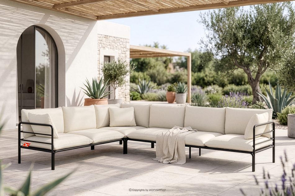 RAMBE Großes Loft-Gartenecksofa auf Metallfüßen anthrazit-/cremefarben anthrazit/cremeweiß - Foto 1