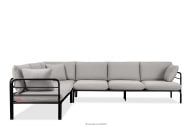 Großes Loft-Gartenecksofa auf Metallfüßen anthrazit/hellgrau