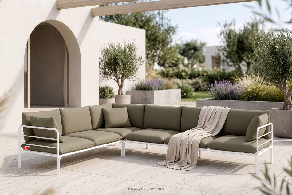 RAMBE Große Loft-Gartenecke auf Metallfüßen weiß/beige weiß/beige - Foto 1