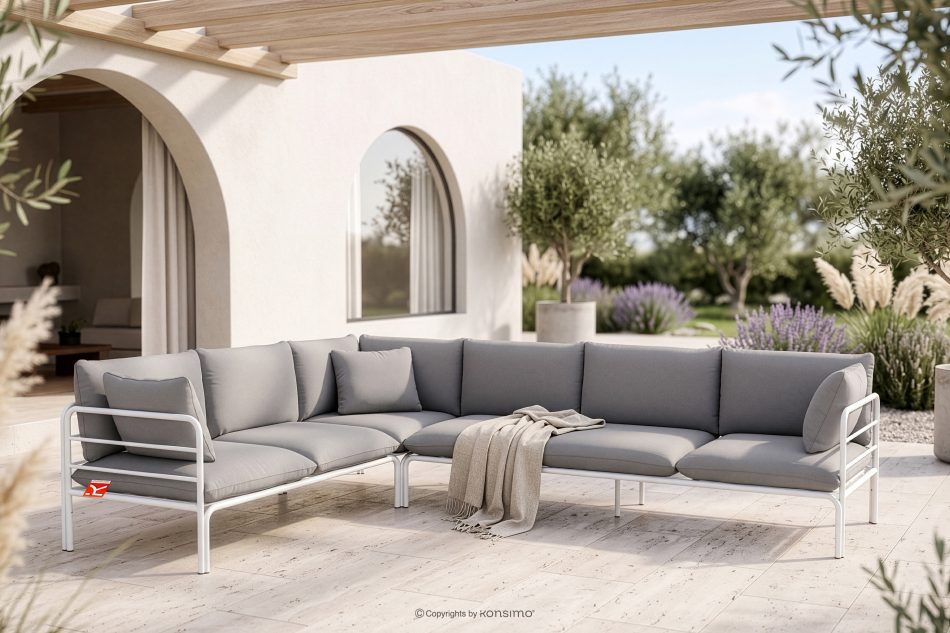 RAMBE Große Loft-Gartenecke auf Metallfüßen weiß/hellgrau weiß/hellgrau - Foto 1