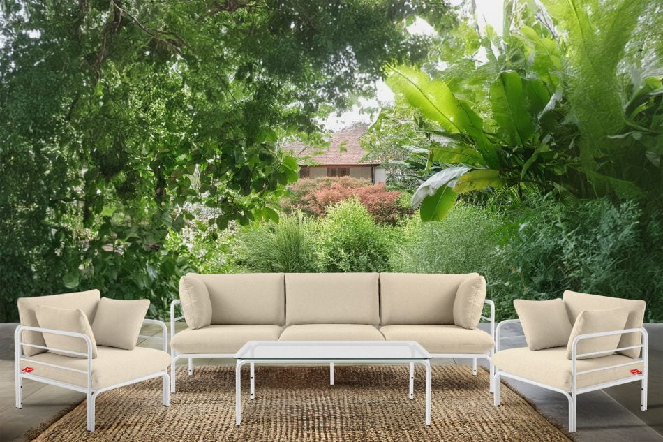 RAMBE Loft-Gartenmöbel-Set weiß/creme (Sitzplätze jeweils 1,1,3,1) weiß/cremeweiß - Foto 1