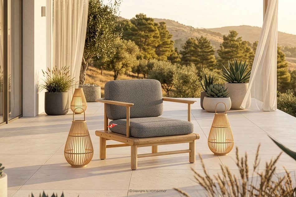 ATREDA Gartensessel im Boho-Stil aus natürlicher Asche grau grau/natürliche Asche - Foto 1